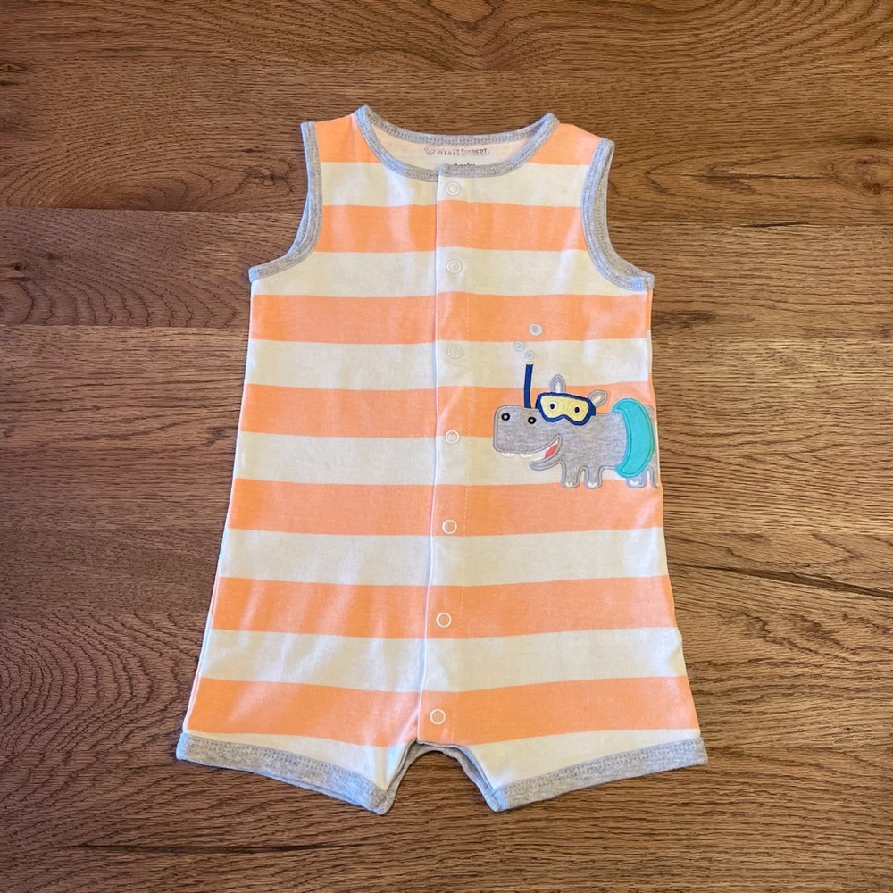 Carter’s Boys Hippo Snap-Up Cotton Romper